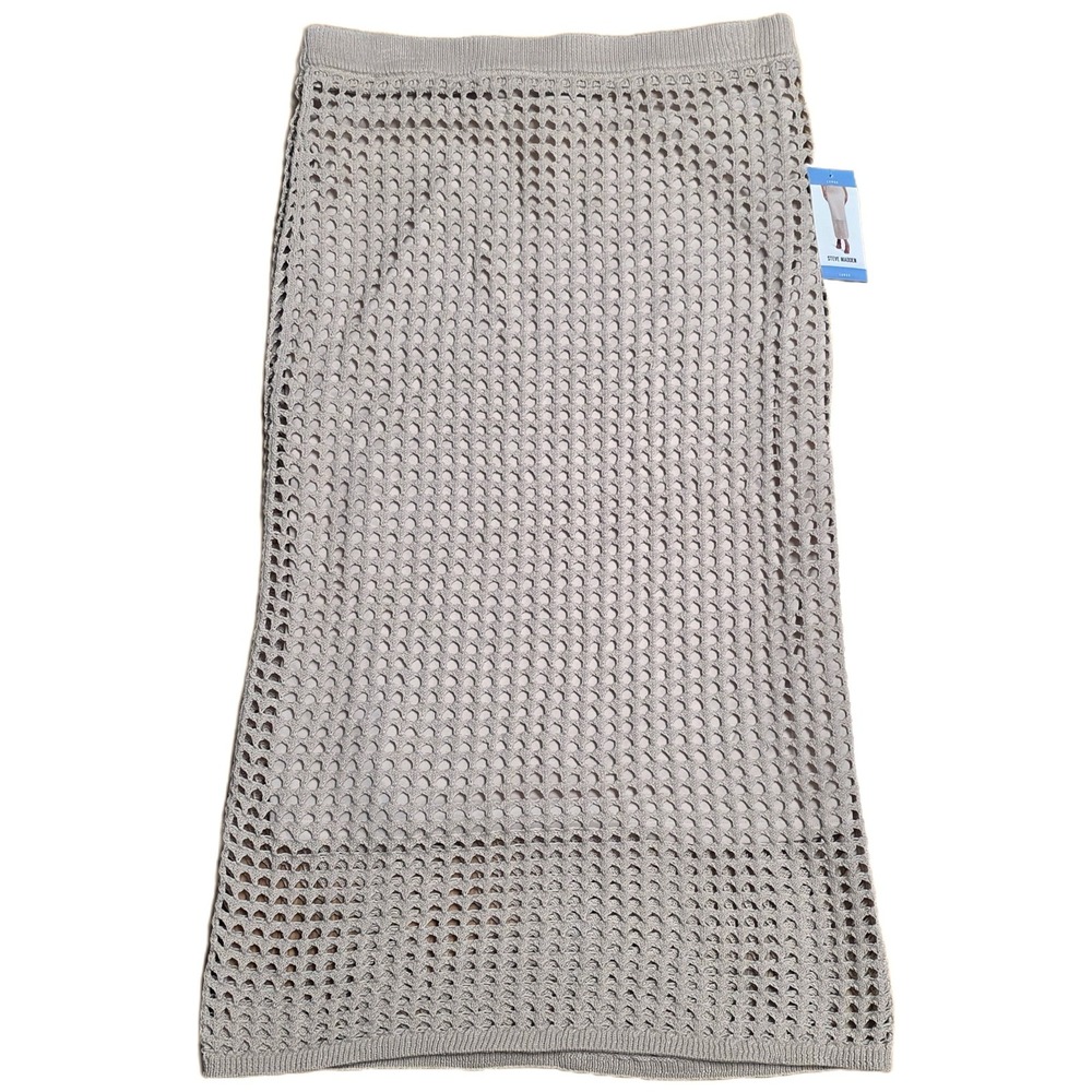 Steve Madden Crochet Maxi Skirt Women's Size Large Beige Elastic Waist NWT